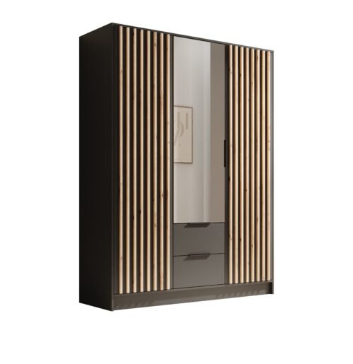 Neri 150, tilting wardrobe with mirrors, black, ADRK