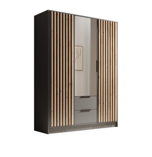 Neri 150 tilting wardrobe with mirrors, graphite color, ADRK