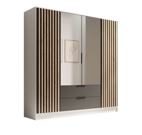 Neri 200 tilting wardrobe with mirrors, white/black, ADRK