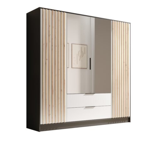 Neri 200 tilting wardrobe with mirrors, black/white, ADRK