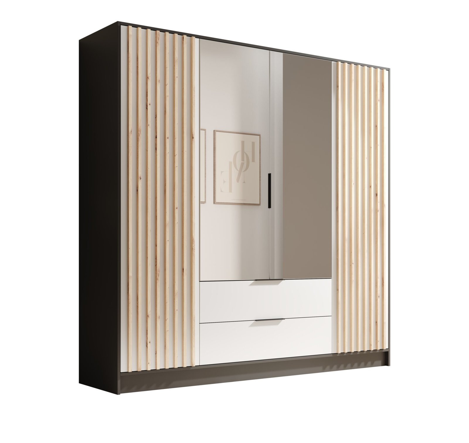 Neri 200 tilting wardrobe with mirrors, black/white, ADRK
