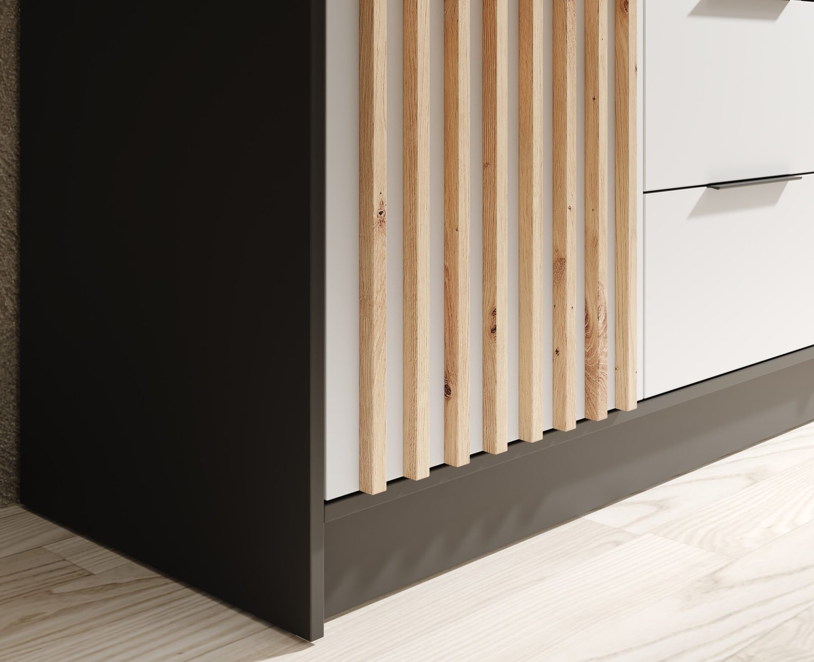 Neri 200 tilting wardrobe with mirrors, black/white, ADRK - Image 3