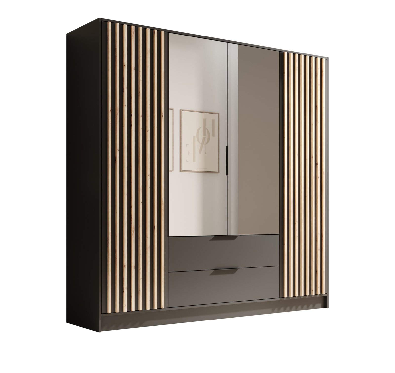 Neri 200 tilting wardrobe with mirrors, black, ADRK