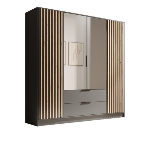 Neri 200 tilting wardrobe with mirrors, graphite color, ADRK