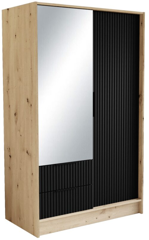 Norel 100 Artisan/Black ADRK wardrobe with tilt handle and mirrors