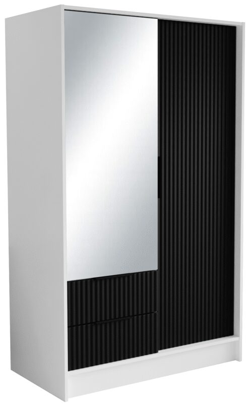 Norel 100 wardrobe with tilt and mirrors, white/black, ADRK