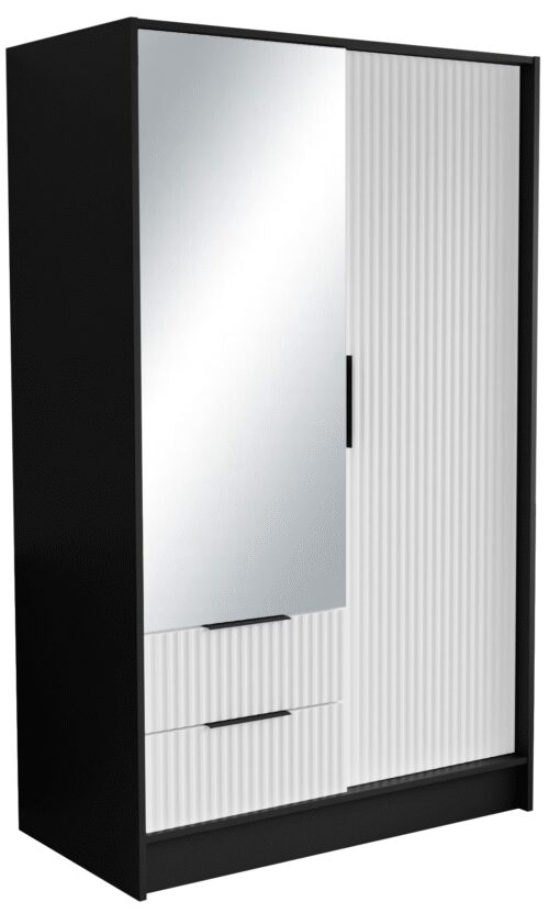 Norel 100 black/white ADRK wardrobe with tilt-and-turn mechanism and mirrors
