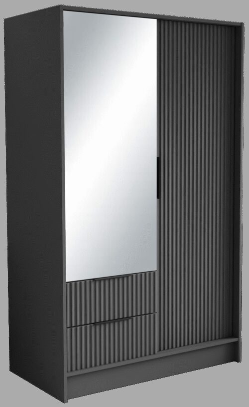 Hinged wardrobe with mirrors Norel 100 Graphite ADRK