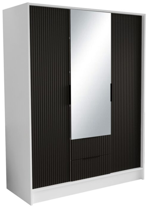 Norel 150 wardrobe with folding mechanism and mirrors, white/black, ADRK