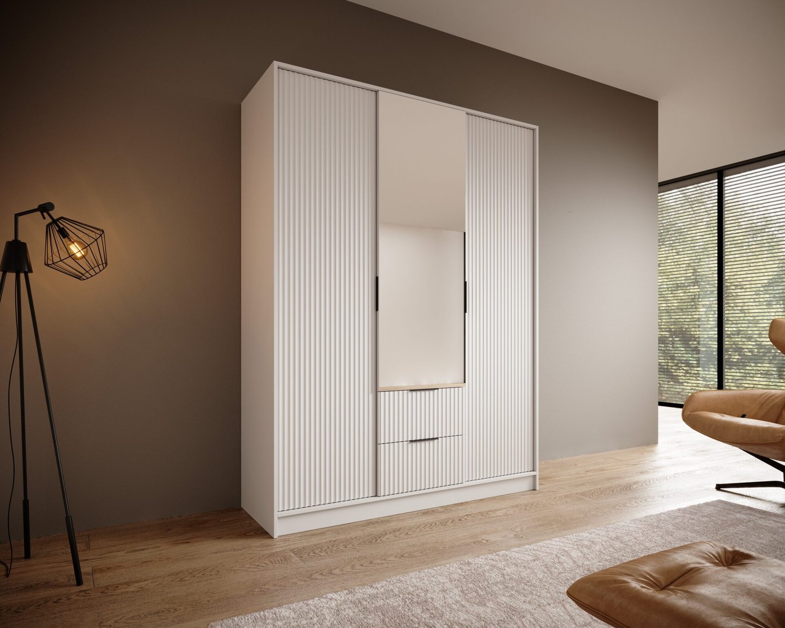 Norel 150 white ADRK tilting wardrobe with mirrors - Image 2