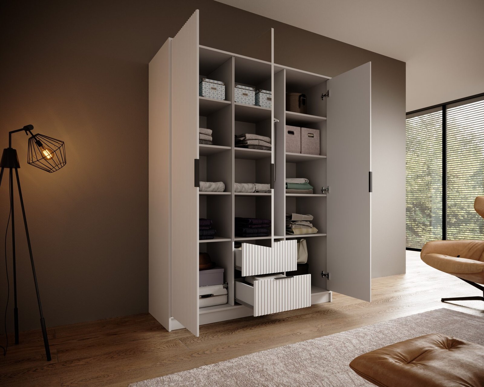 Norel 150 white ADRK tilting wardrobe with mirrors - Image 3