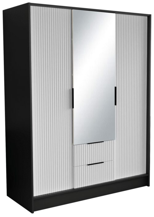 Norel 150 black/white ADRK wardrobe with tilt-and-turn mechanism and mirrors