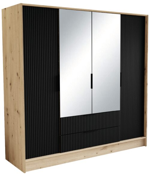Norel 200 Artisan/Black ADRK wardrobe with tilt handle and mirrors