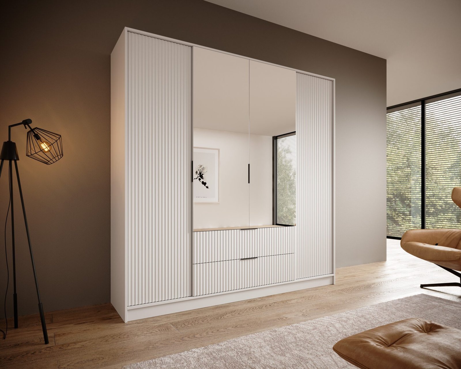 Norel 200 white ADRK tilting wardrobe with mirrors - Image 2