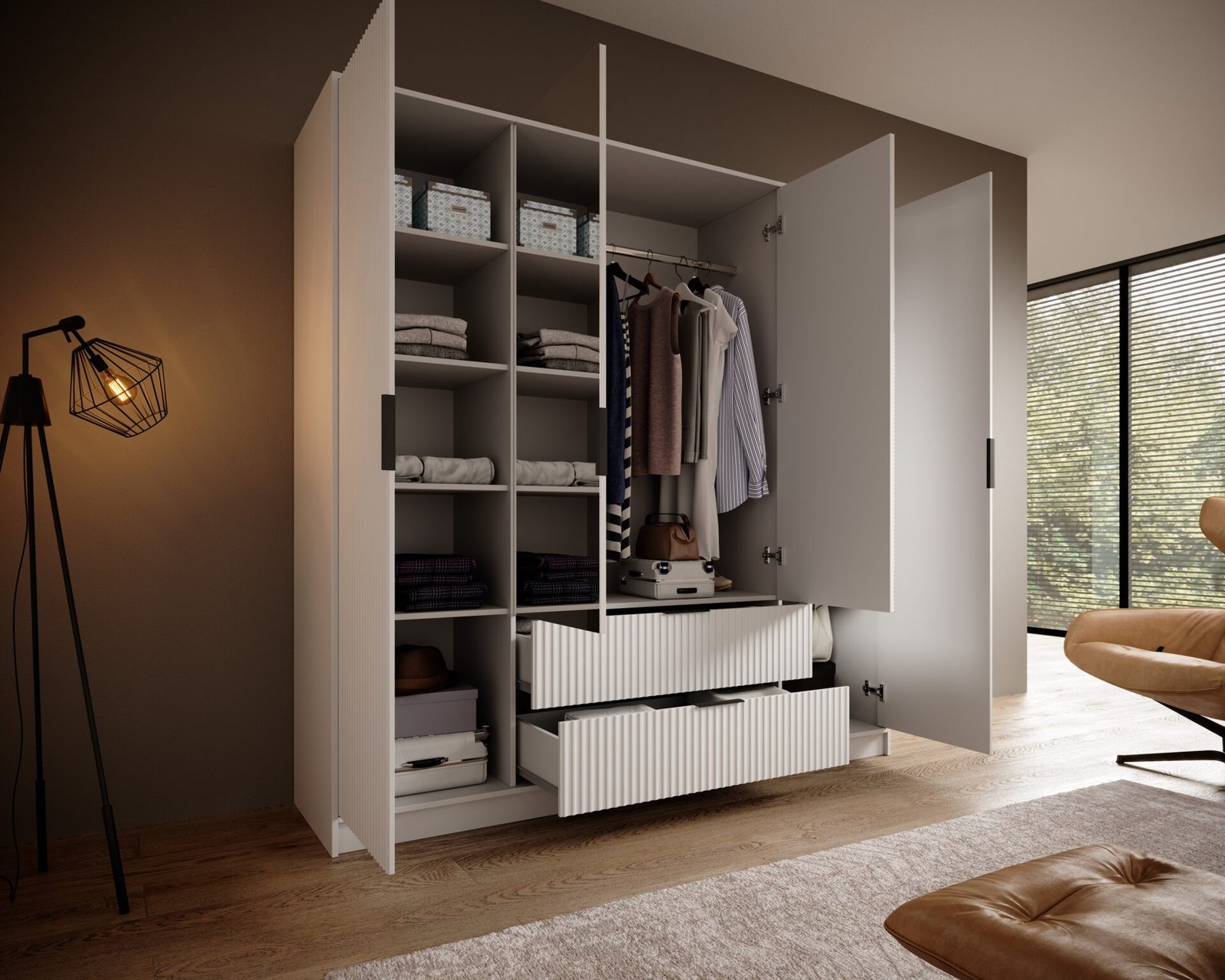 Norel 200 white ADRK tilting wardrobe with mirrors - Image 3