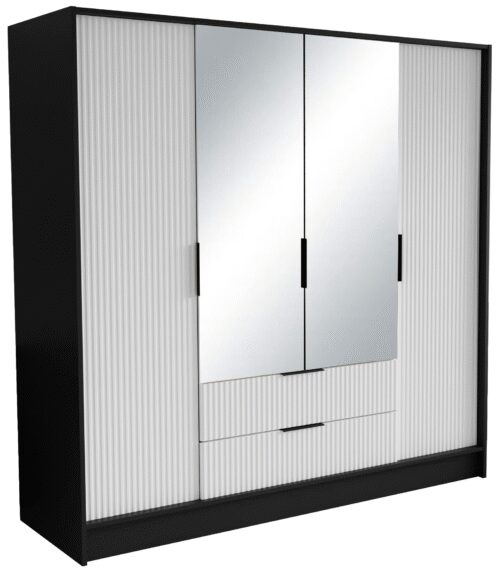 Norel 200 black/white ADRK wardrobe with tilting handle and mirrors