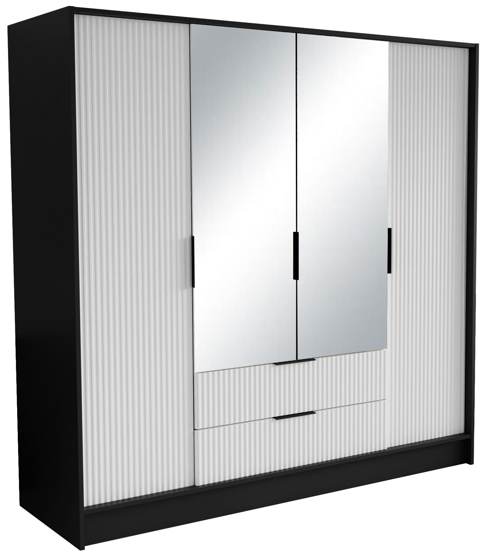 Norel 200 black/white ADRK wardrobe with tilting handle and mirrors
