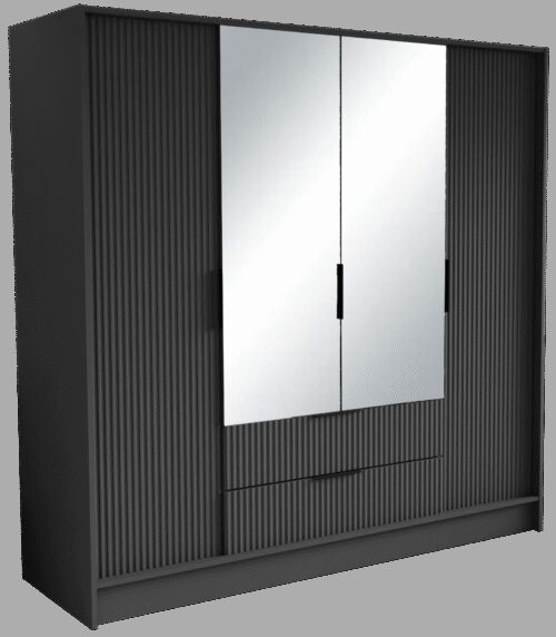 Hinged wardrobe with mirrors Norel 200 graphite color ADRK