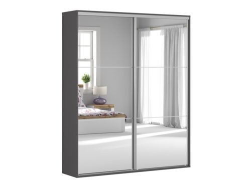 Wardrobe with sliding doors and mirrors FLEX 180 cm graphite color