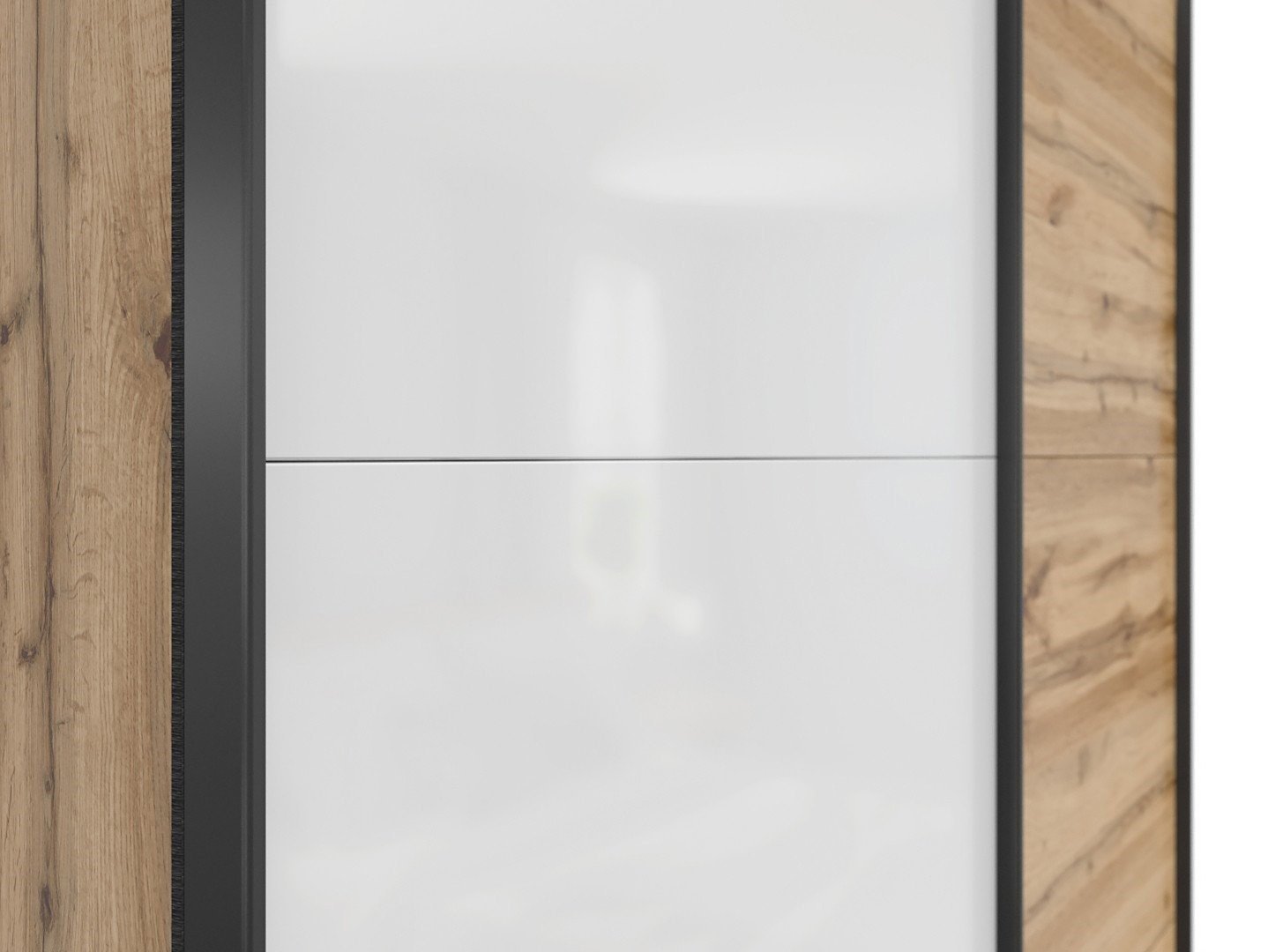 TETRIX wardrobe with sliding doors, 153 cm, Wotan oak/glossy white - Image 4