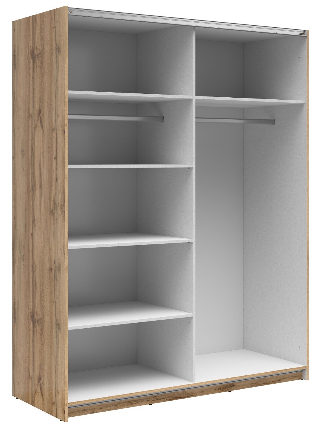 TETRIX wardrobe with sliding doors, 153 cm, Wotan oak/glossy white - Image 3