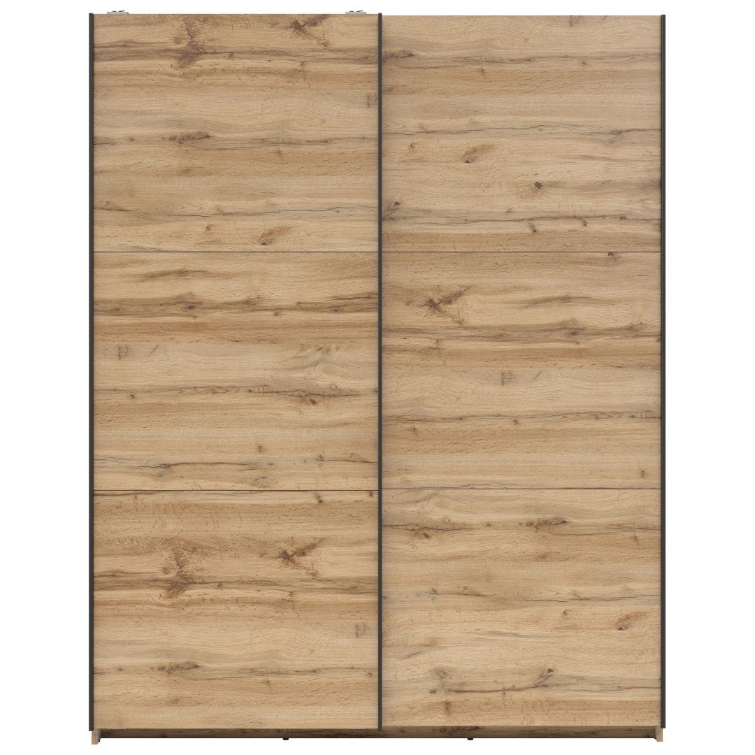 TETRIX wardrobe with sliding doors, 153 cm, Wotan oak