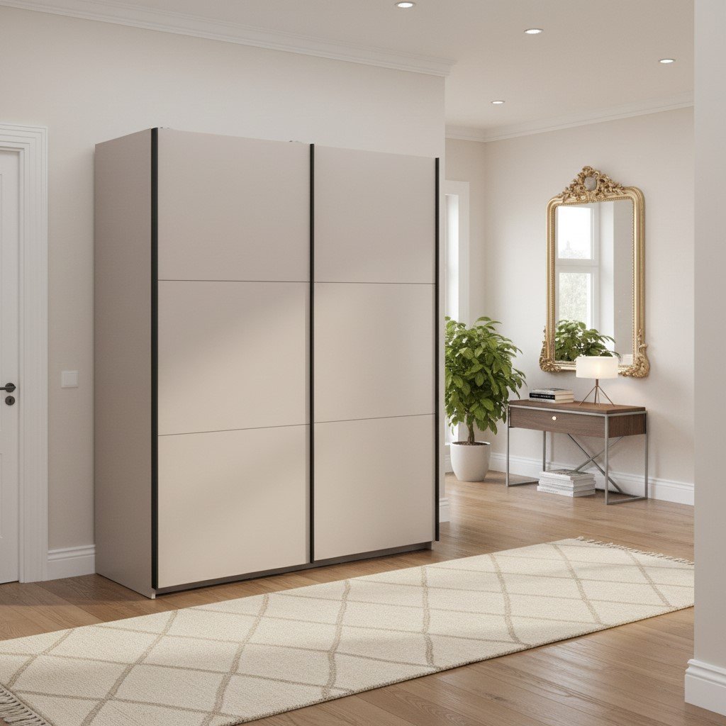 TETRIX wardrobe with sliding doors, 153 cm, cashmere - Image 4