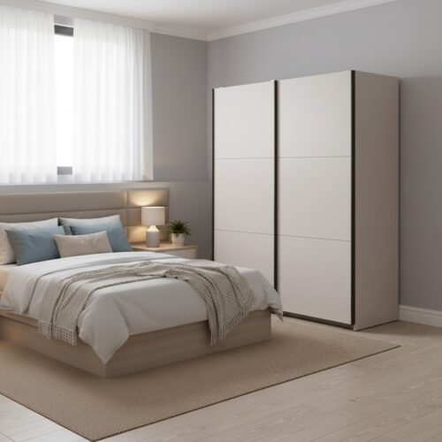 TETRIX wardrobe with sliding doors, 153 cm, cashmere