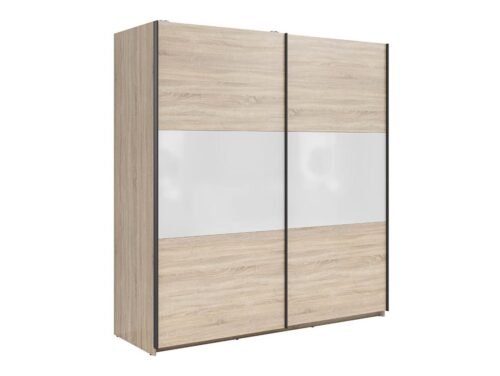 TETRIX wardrobe with sliding doors, 183 cm, sonoma oak/high-gloss white