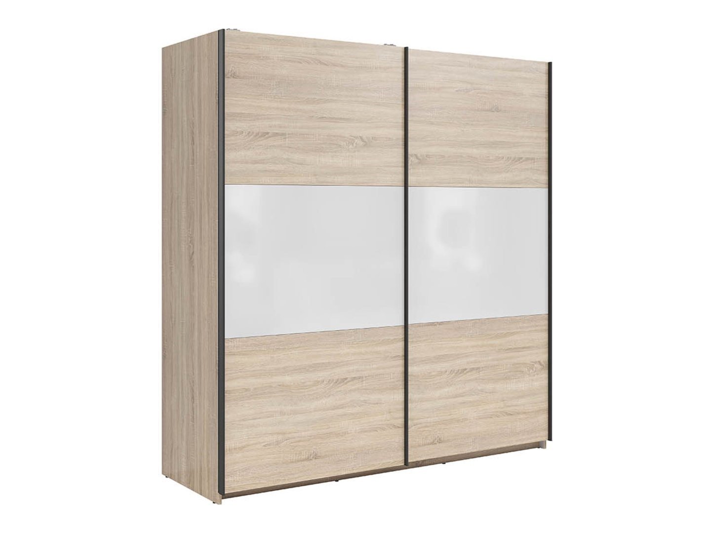 TETRIX wardrobe with sliding doors, 183 cm, sonoma oak/high-gloss white