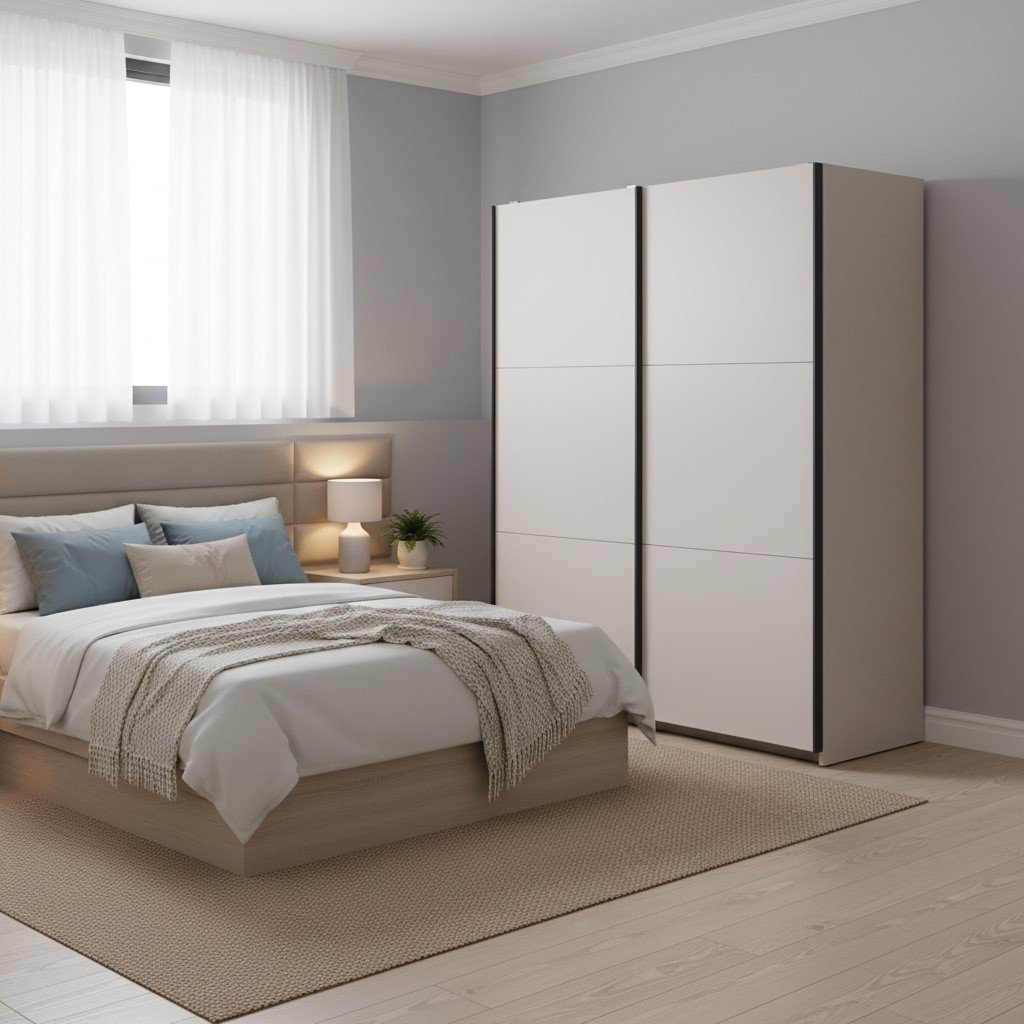 TETRIX wardrobe with sliding doors, 183 cm, cashmere