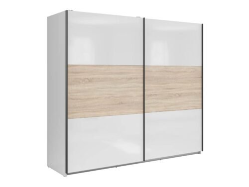 TETRIX wardrobe with sliding doors, 220 cm, glossy white/sonoma oak