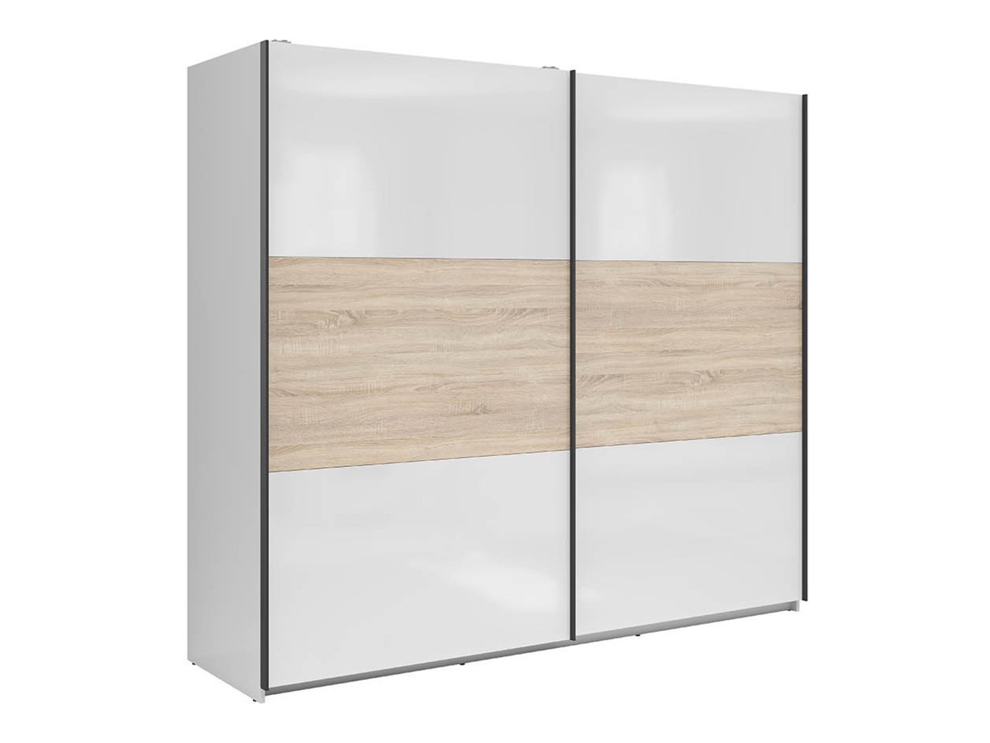 TETRIX wardrobe with sliding doors, 220 cm, glossy white/sonoma oak