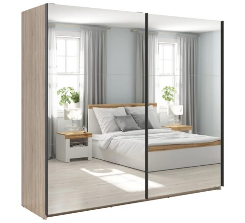 TETRIX wardrobe with sliding doors and two mirrors, 220 cm, sonoma oak