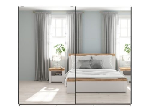 Wardrobe with sliding doors and two mirrors TETRIX 220 cm cashmere