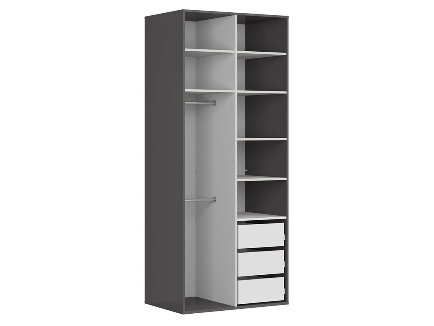 FLEX two-door wardrobe 100 cm graphite color - Image 2