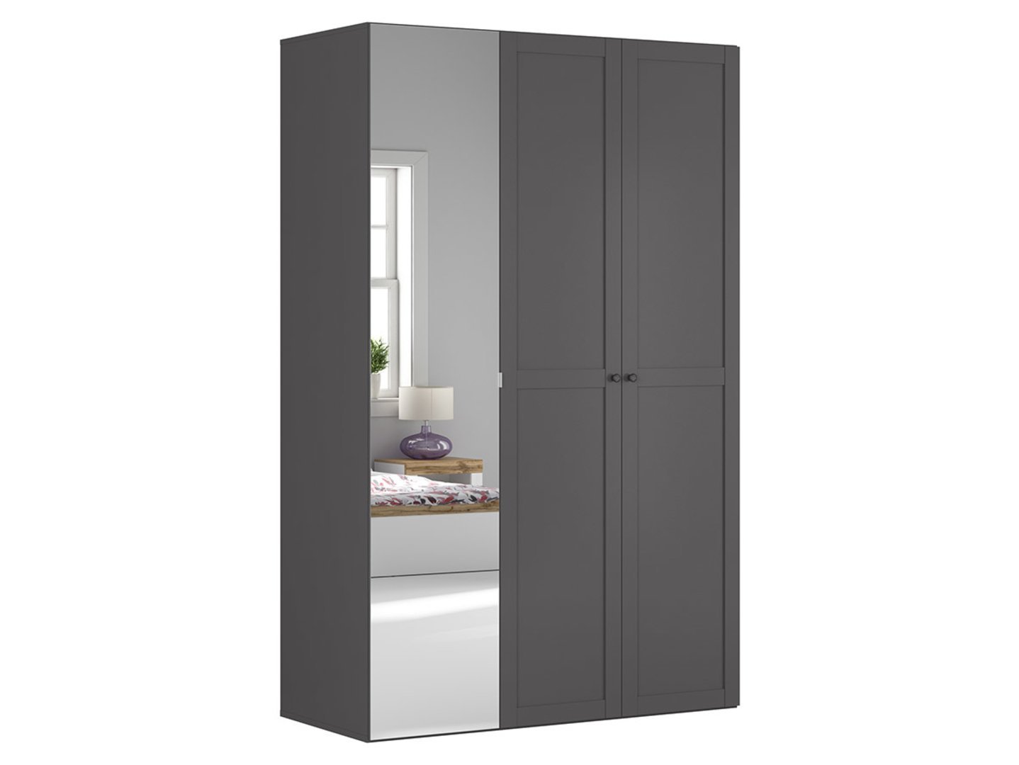 FLEX three-door wardrobe with mirror, 150 cm, graphite/gray