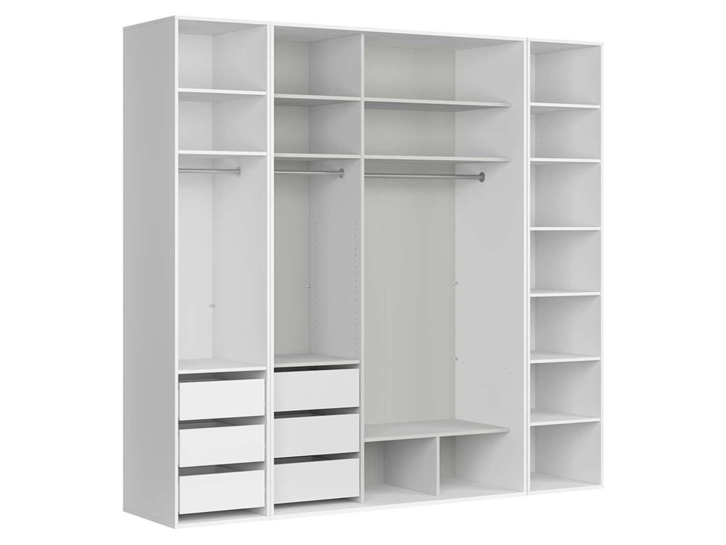 Four-door wardrobe with sliding mirrors FLEX 250 cm white/gray - Image 2