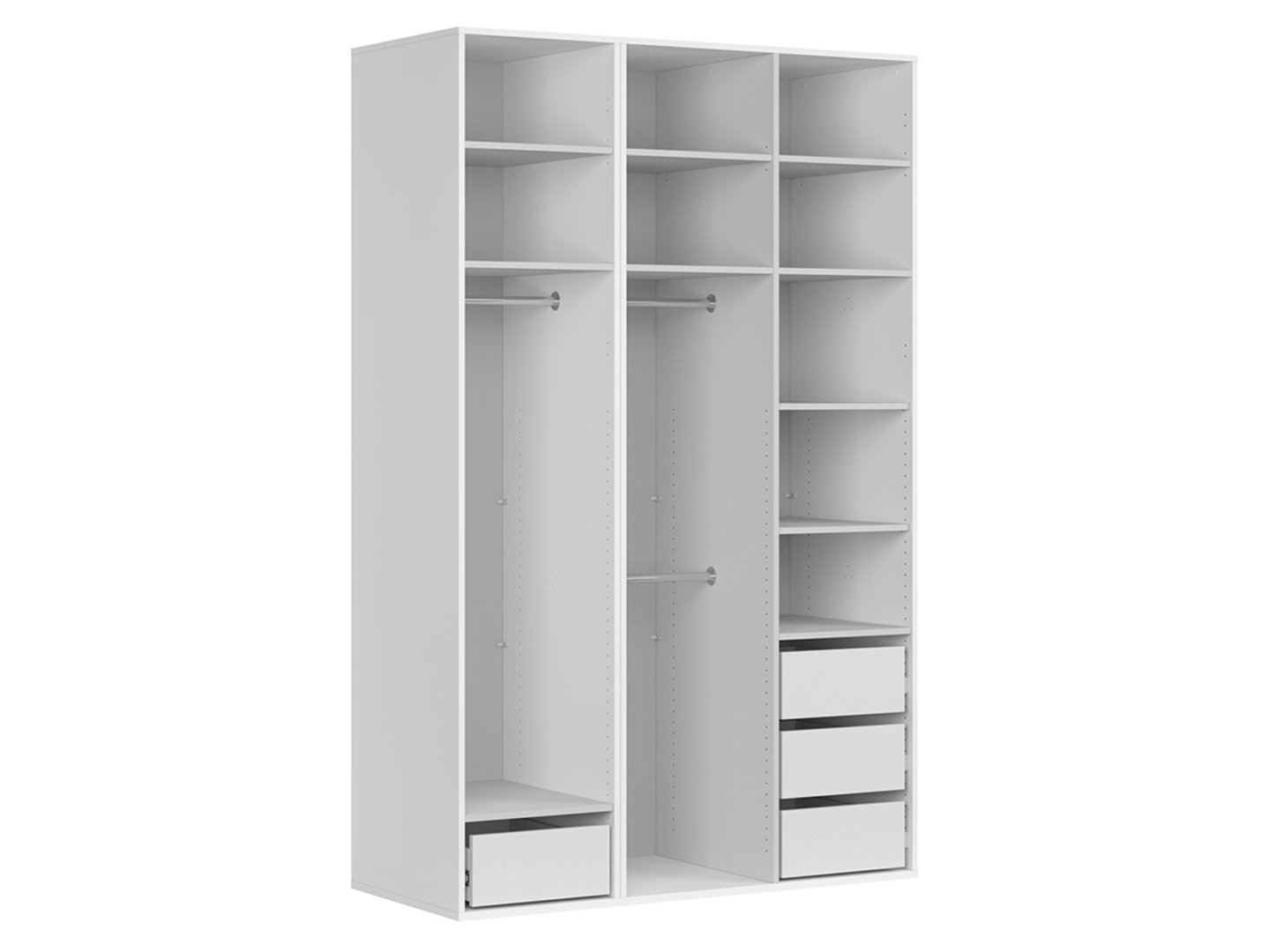 Three-door wardrobe with mirror FLEX 150 cm, white - Image 2