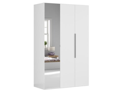 Three-door wardrobe with mirror FLEX 150 cm, white