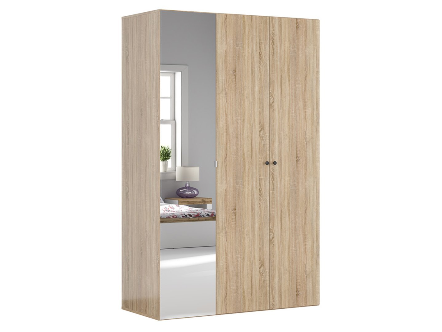 FLEX three-door wardrobe with mirror 150 cm, Sonoma oak