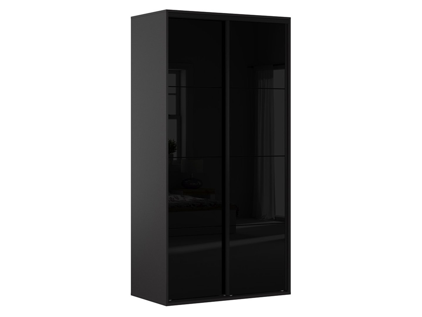 FLEX wardrobe with sliding doors, 120 cm, graphite/glossy black