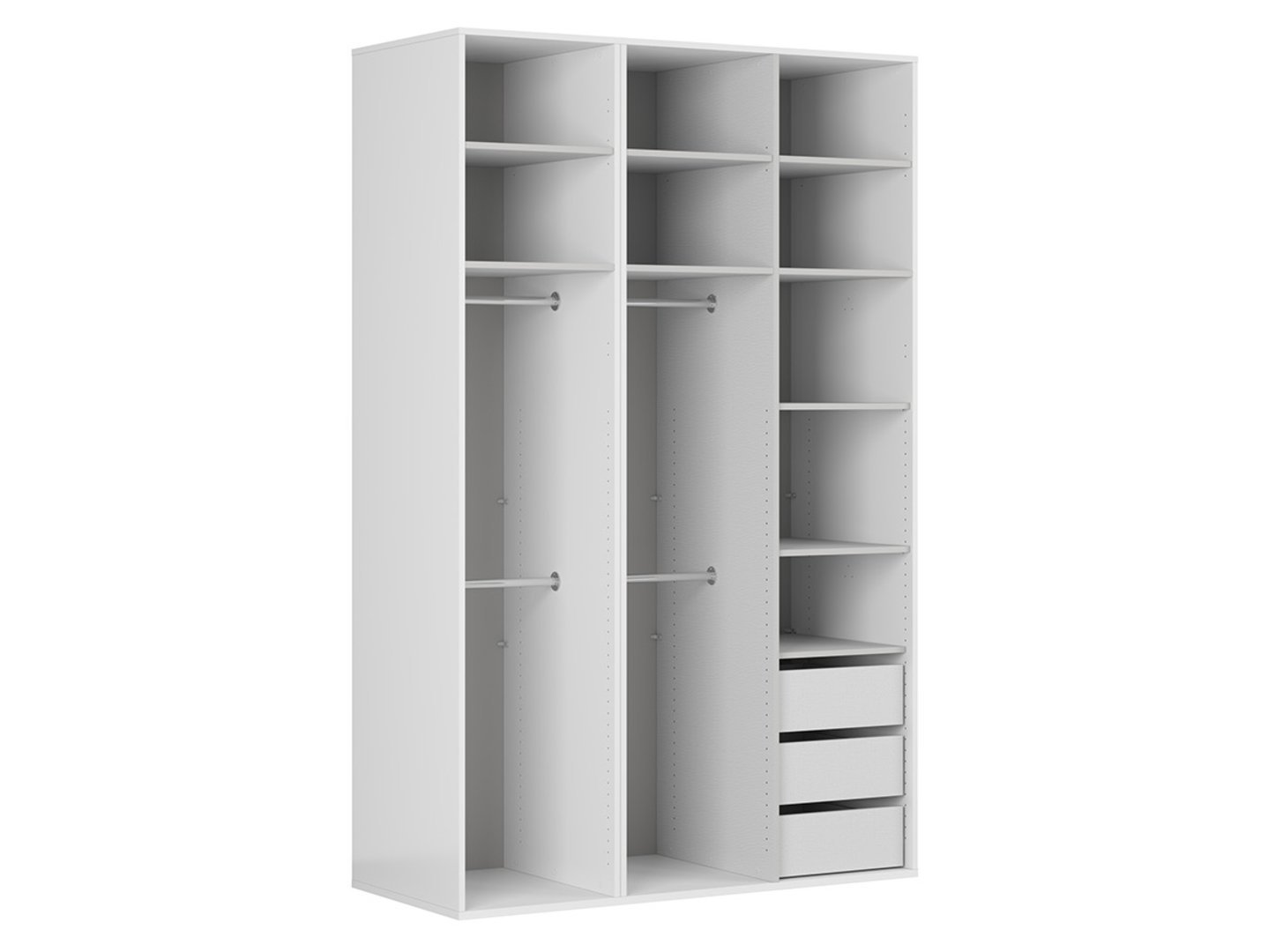 FLEX three-door wardrobe with mirror, 150 cm, white/graphite - Image 2