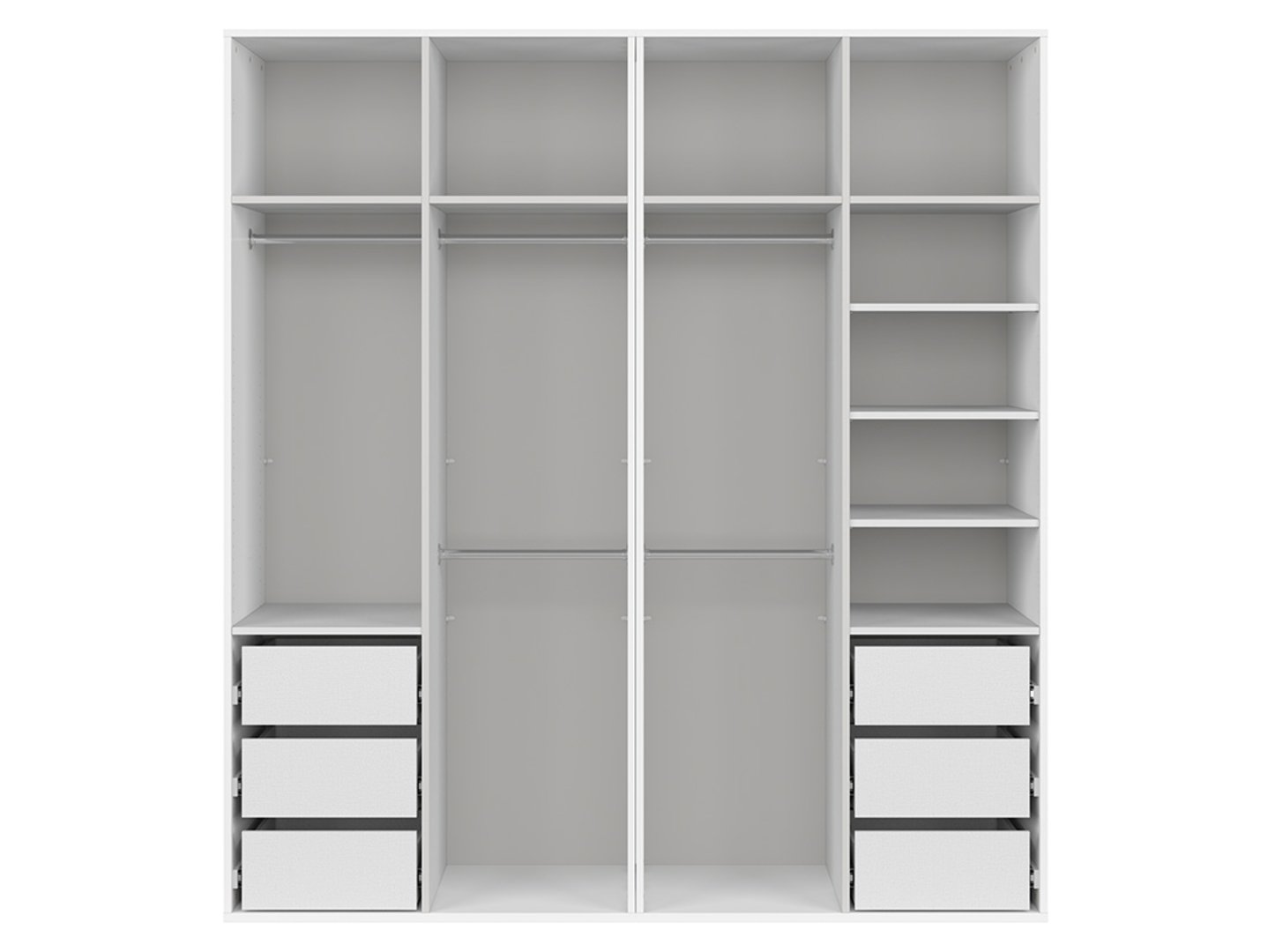 FLEX four-door wardrobe with mirror, 200 cm, white/gray