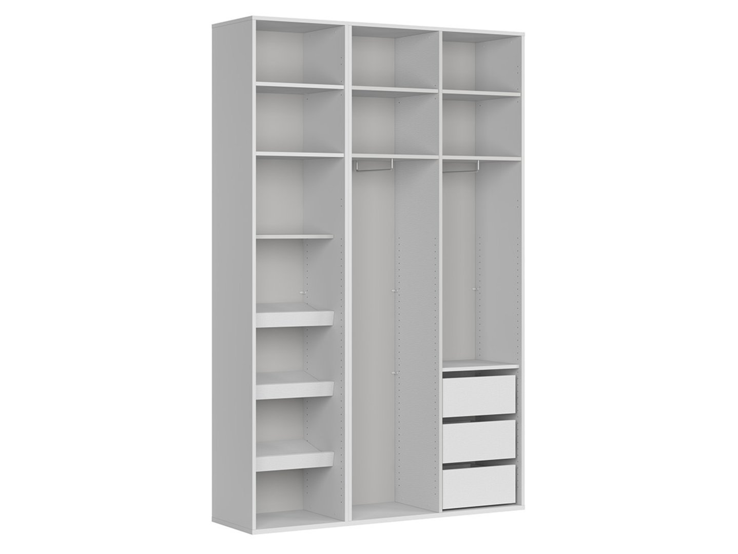 Three-door wardrobe with mirror FLEX 150 cm, white - Image 2