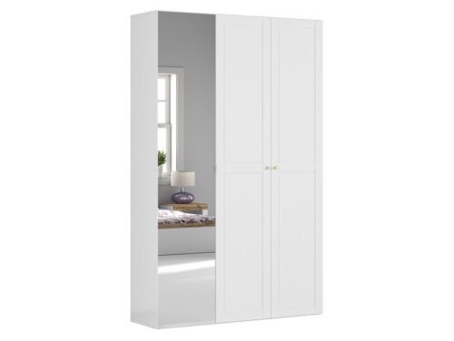 Three-door wardrobe with mirror FLEX 150 cm, white