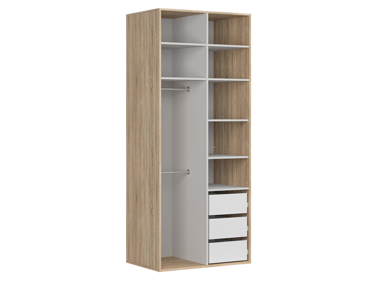 FLEX 100 cm two-door wardrobe with mirror, Sonoma oak - Image 2
