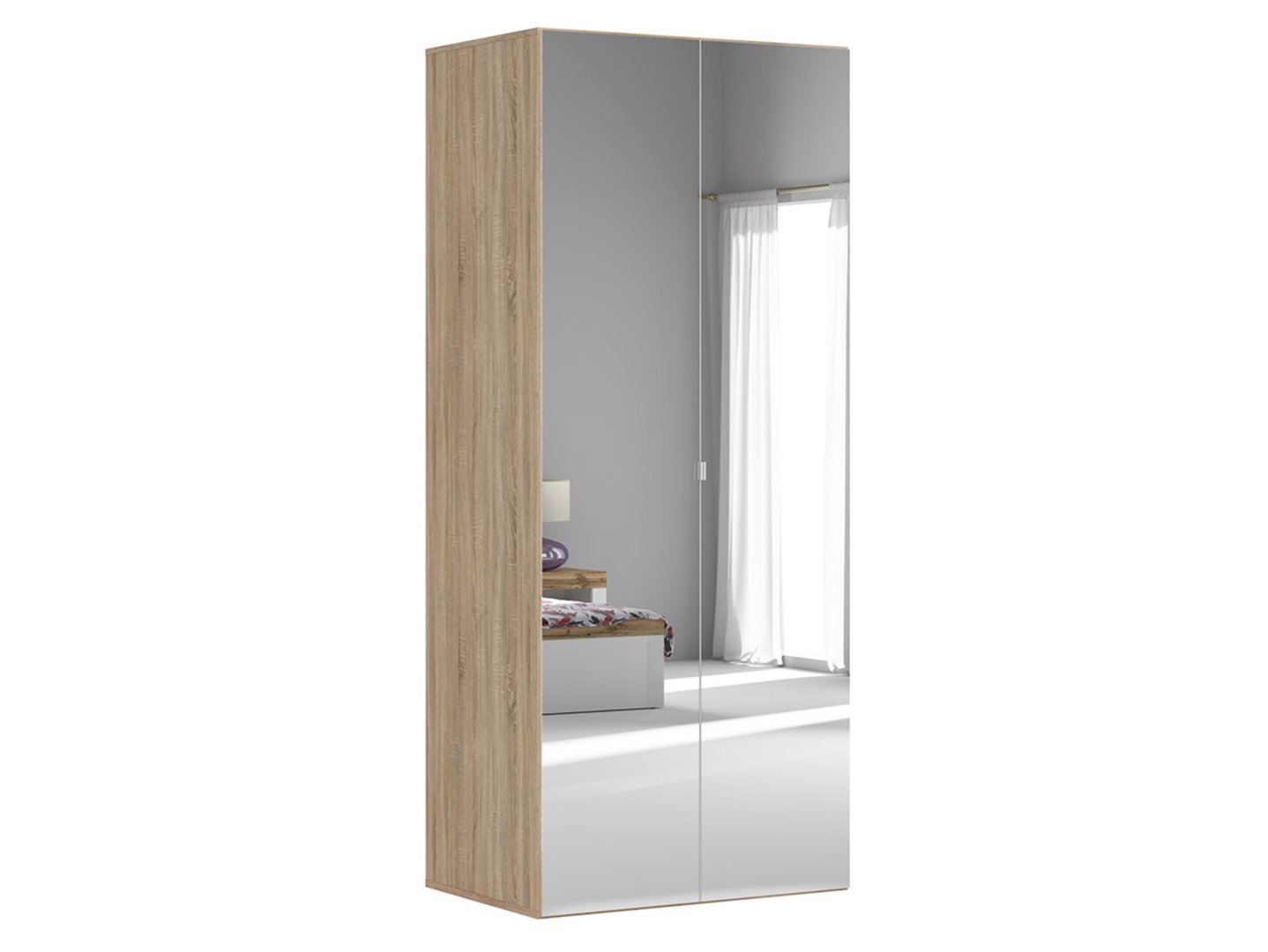 FLEX 100 cm two-door wardrobe with mirror, Sonoma oak