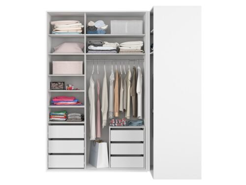 Three-door corner wardrobe with sliding mirrors FLEX 220×116 cm white/gray