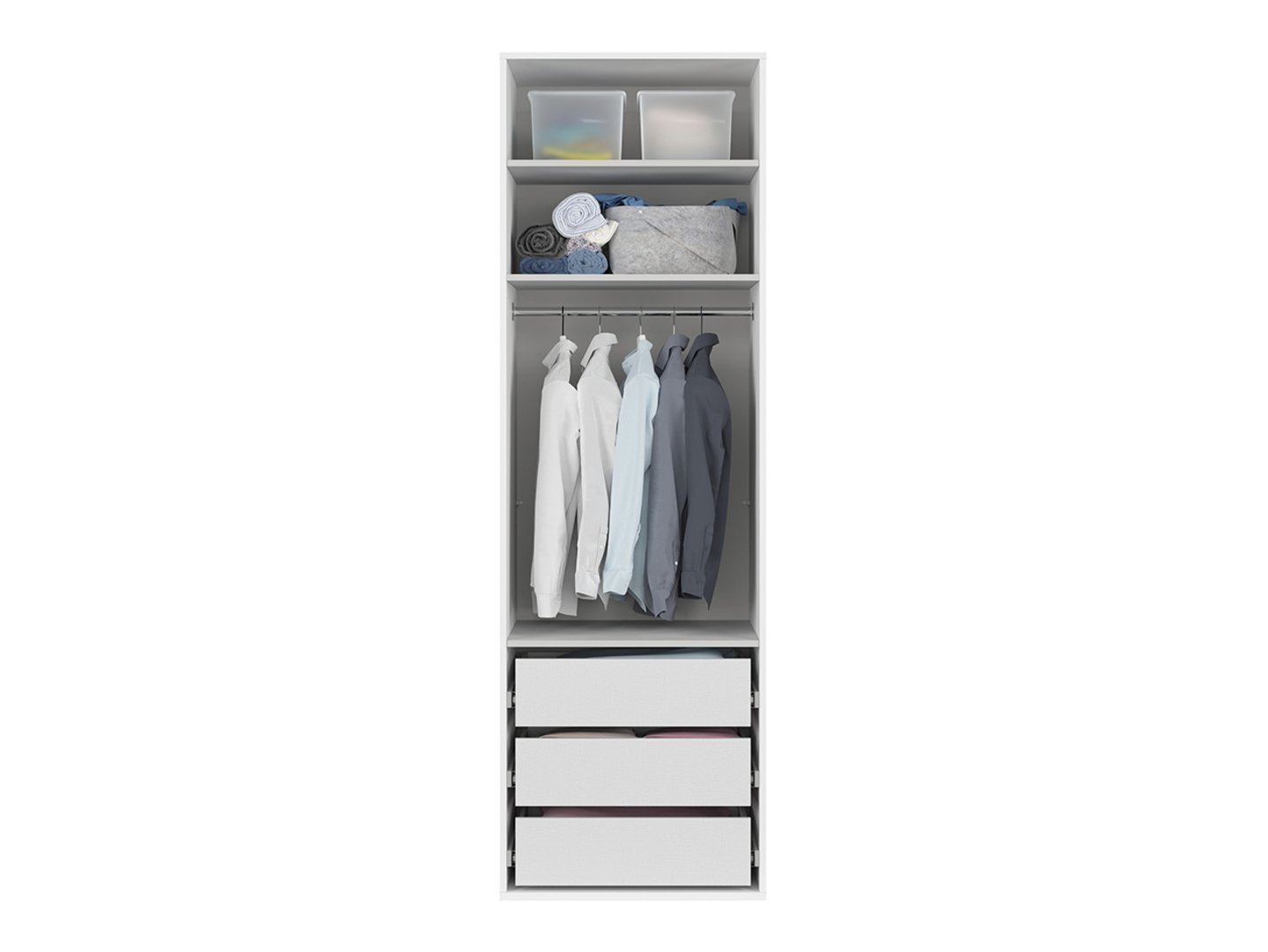 FLEX 75 cm two-door wardrobe with mirror, white - Image 4